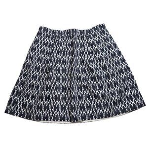 J.Crew Skirt Womens 8 Blue White Geometric Textured Lined Zip Pockets Pleated